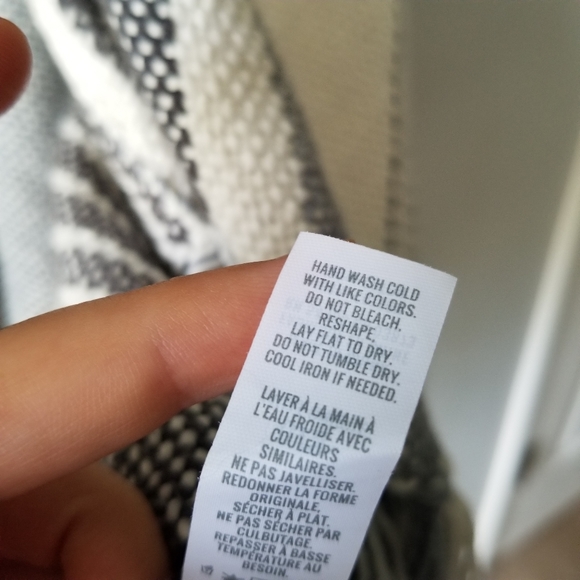 Aerie Striped Fringe Open Poncho Cover Up One Size - Picture 5 of 9